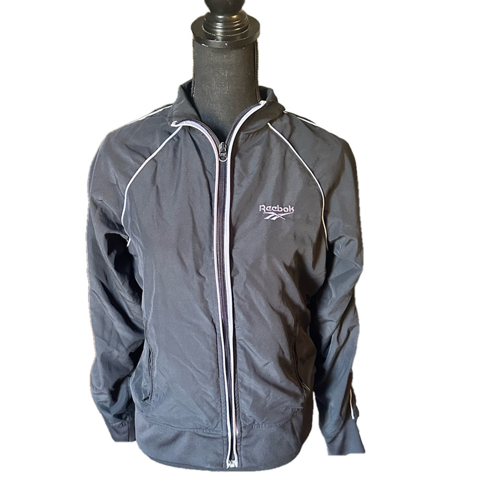 Reebok Black Windbreaker Athletic Jacket